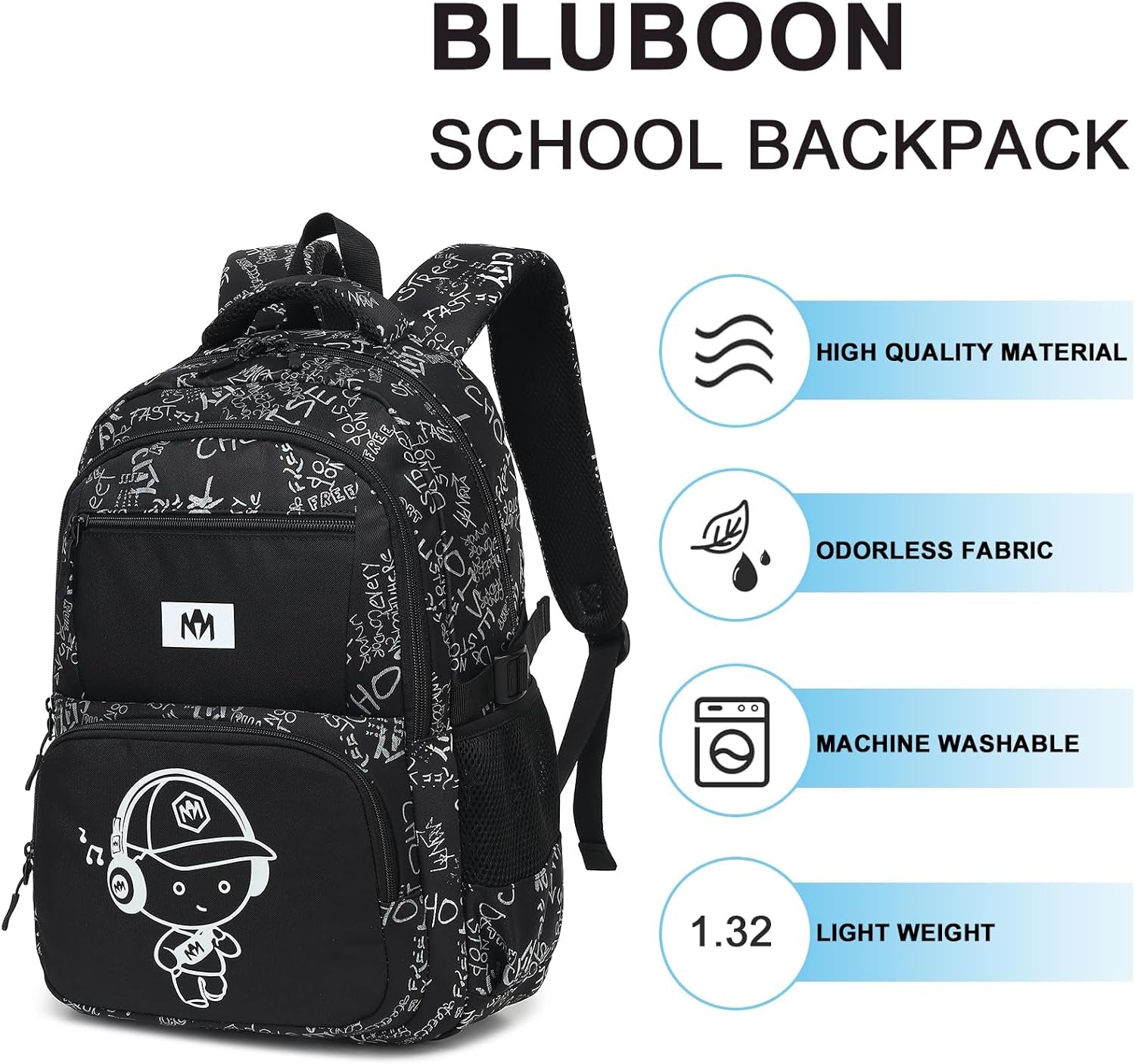 Kids Backpack Boys Camo Bookbag Teens Elementary School Bag Daypack Travel Back Pack Middle School (Grey Letter)