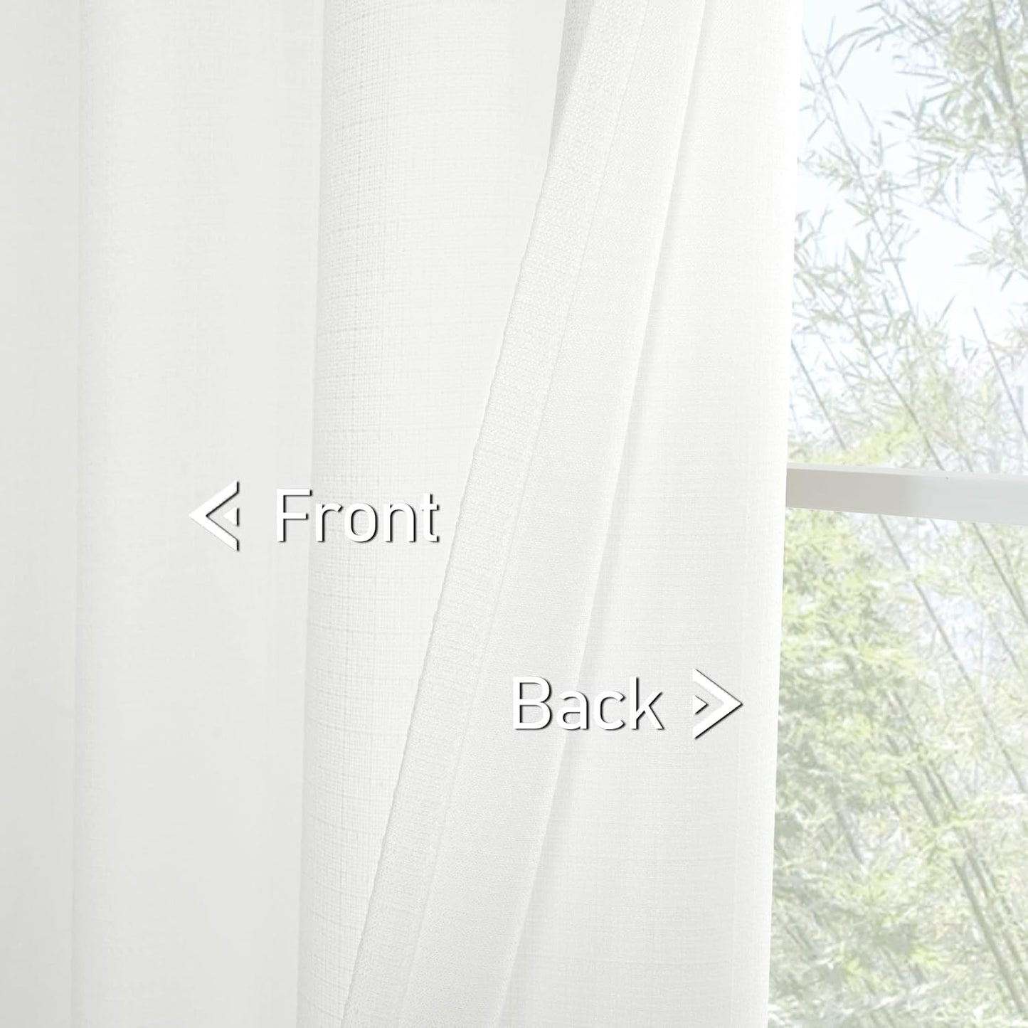 White Linen Curtains 40 Inch Length for Small Window/Kitchen over Sink, Linen Textured Thermal Insulated Curtains Privacy Grommet Drapes for Bedroom/Bathroom, Set of 2 Panels, W42 X L40, White