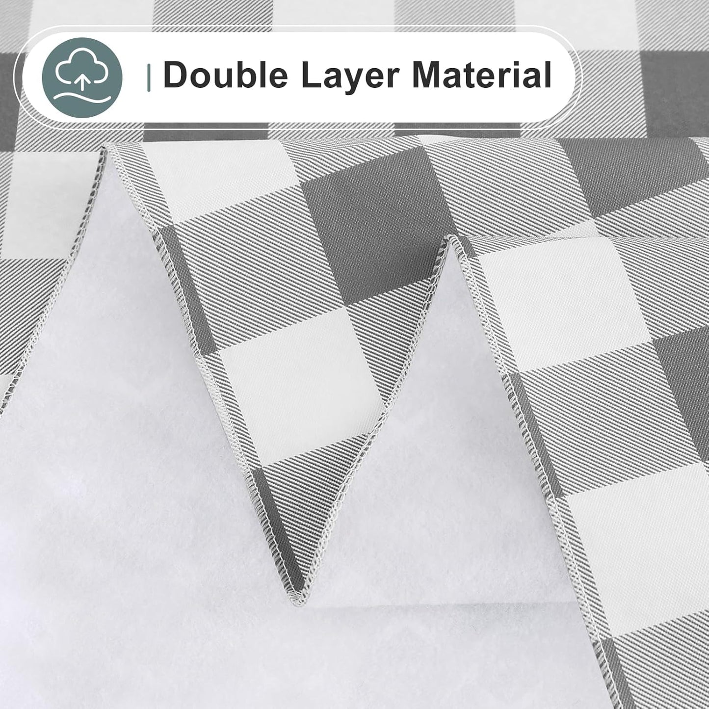 Rectangle Waterproof Vinyl Table Cloth, Buffalo Flannel Backed Tablecloth, Wipeable Plastic Table Cover for Dinner, Kitchen, Outdoor (60" X 84", Grey and White)