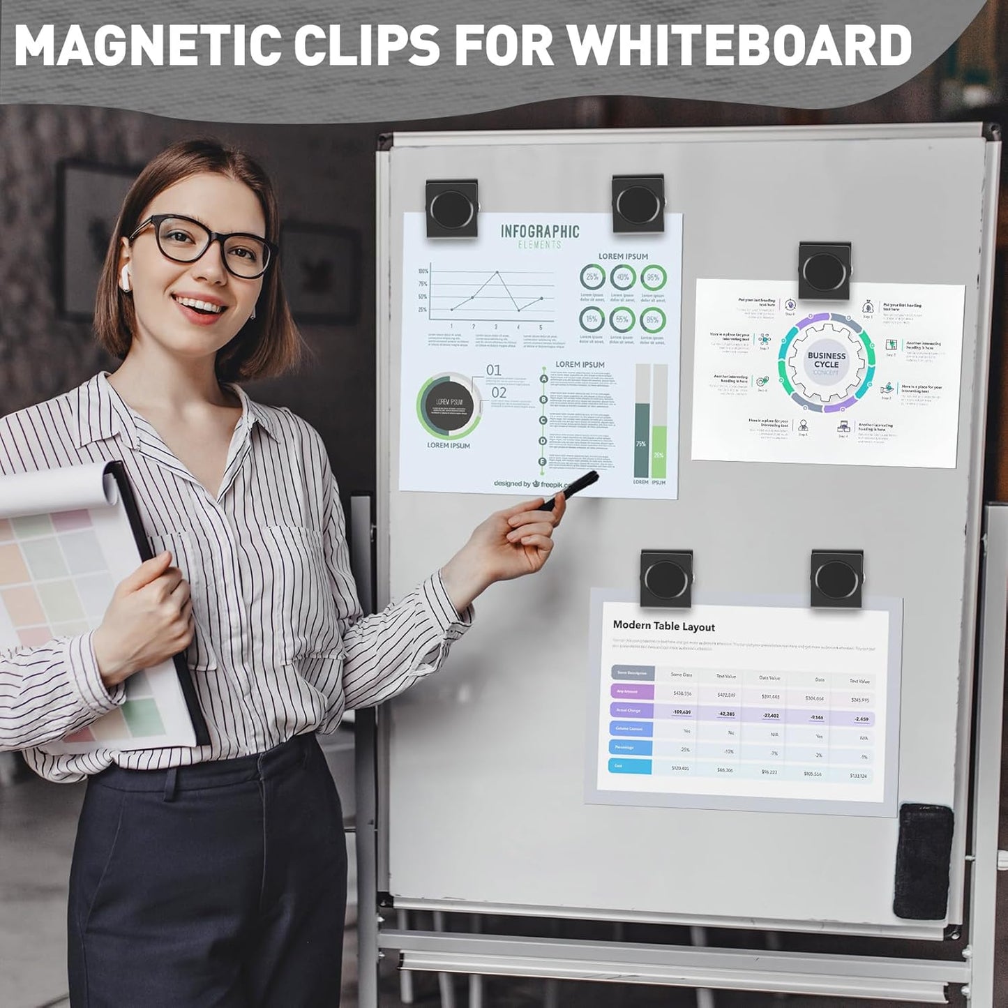 Strong Magnetic Clips, 2.2 Inch Extra Large Magnetic Clips Heavy Duty, 2Pack Magnet Clip for Fridge, Clip Magnets for Refrigerator, Whiteboard, Classroom, Kitchen, Office Organizer (Black)