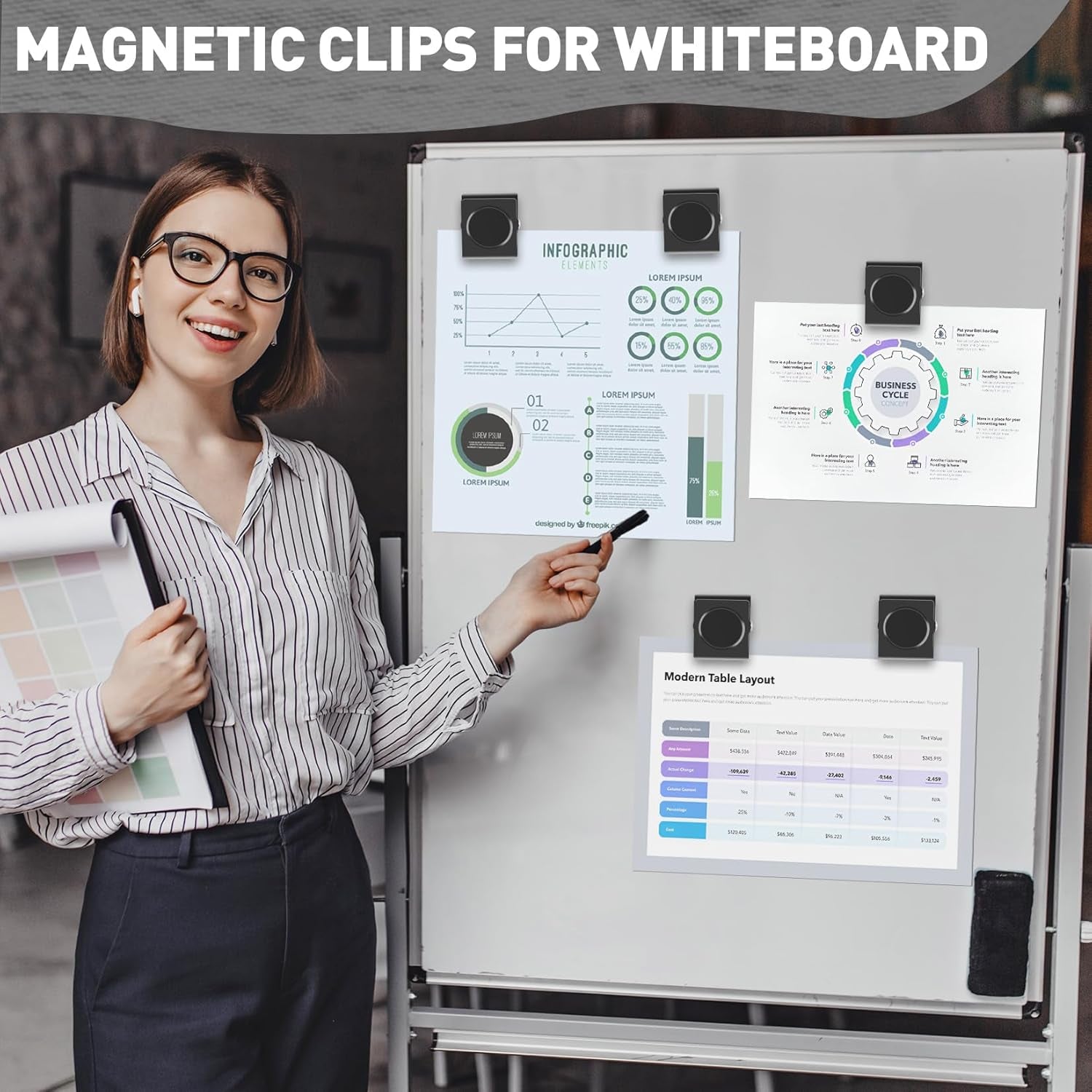 Strong Magnetic Clips, 2.2 Inch Extra Large Magnetic Clips Heavy Duty, 2Pack Magnet Clip for Fridge, Clip Magnets for Refrigerator, Whiteboard, Classroom, Kitchen, Office Organizer (Black)