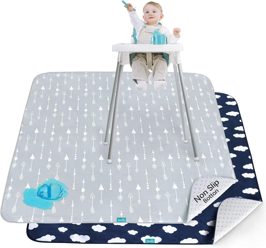 Splat Mat 2 Pack for under High Chair & Arts & Crafts & Eating Mess, Waterproof Baby Playtime Anti-Slip Mat for Floor or Table, Reusable & Portable Splash Mat 42” ×46”