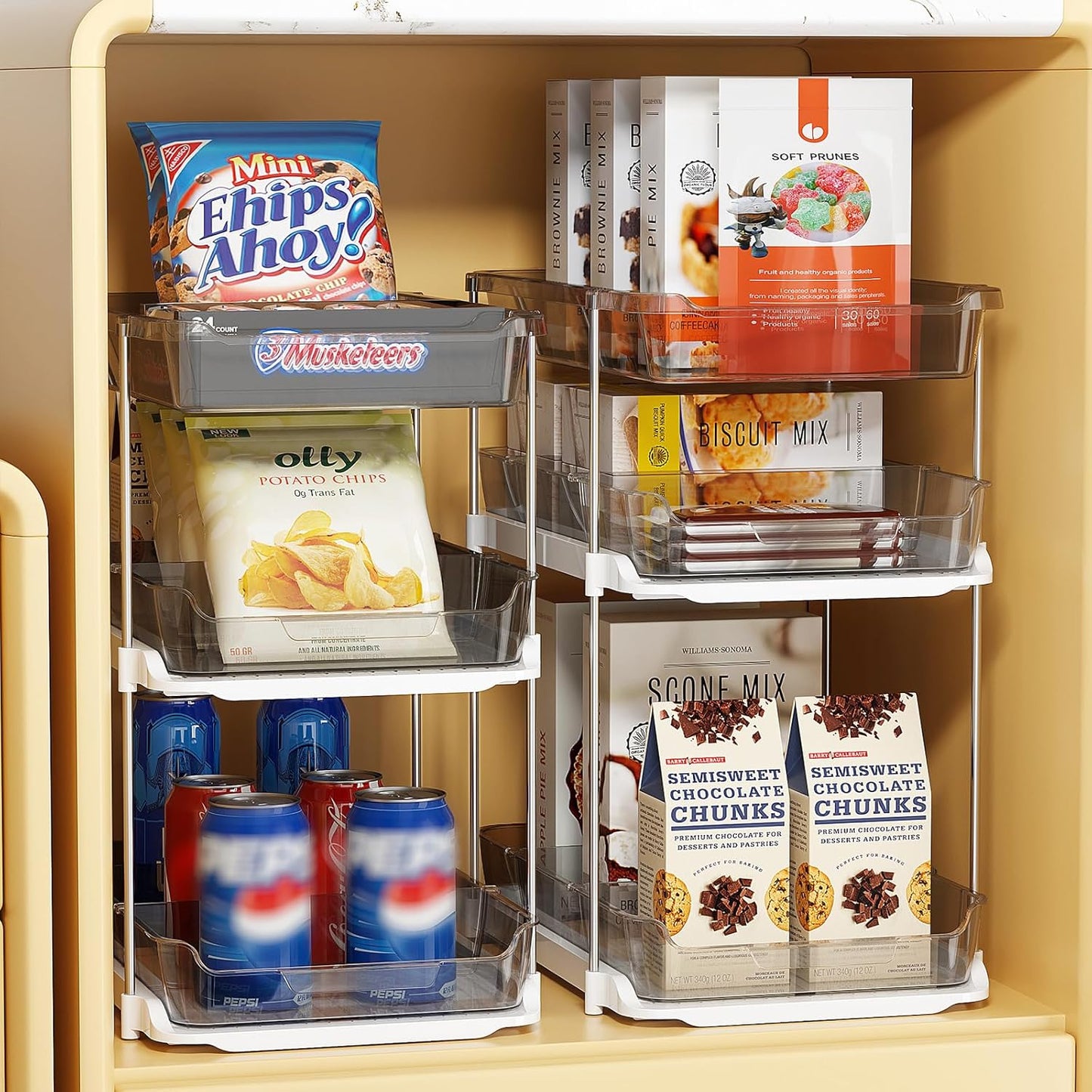 2 Sets of 3-Tier Bathroom under Sink Organizers and Storage, Multi-Purpose Stackable Pantry Organization and Storage, Grey