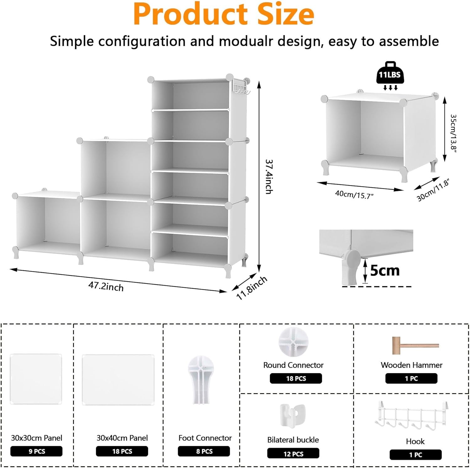 6 Cube Closet Organizer Storage Shelves Portable Clothes Organizers and Storage Stackable Cubby Shelving for Closet Bedroom Living Room Office White