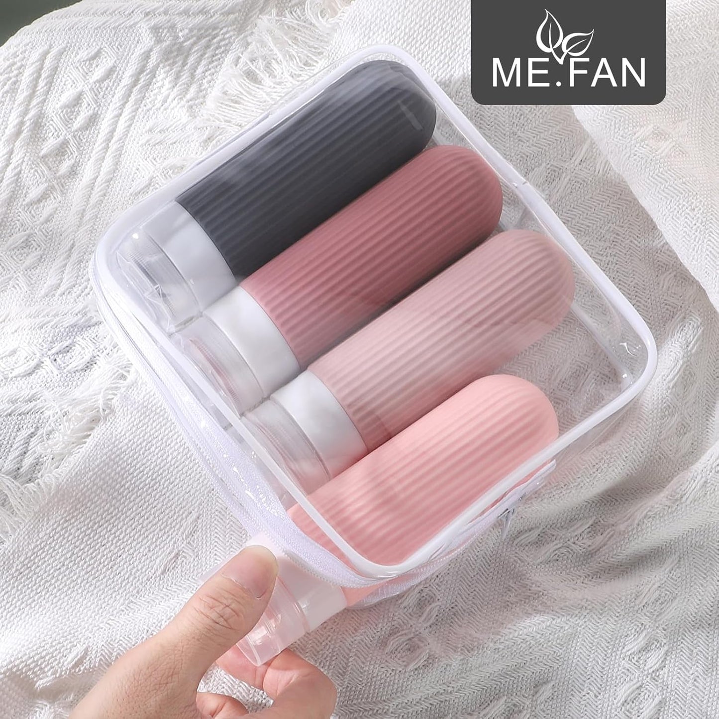 Travel Bottles for Toiletries, TSA Approved 3Oz Silicone Journey Size Containers, Portable Split Bottle for Conditioner, Shampoo, Lotion- 4 Pack Pink