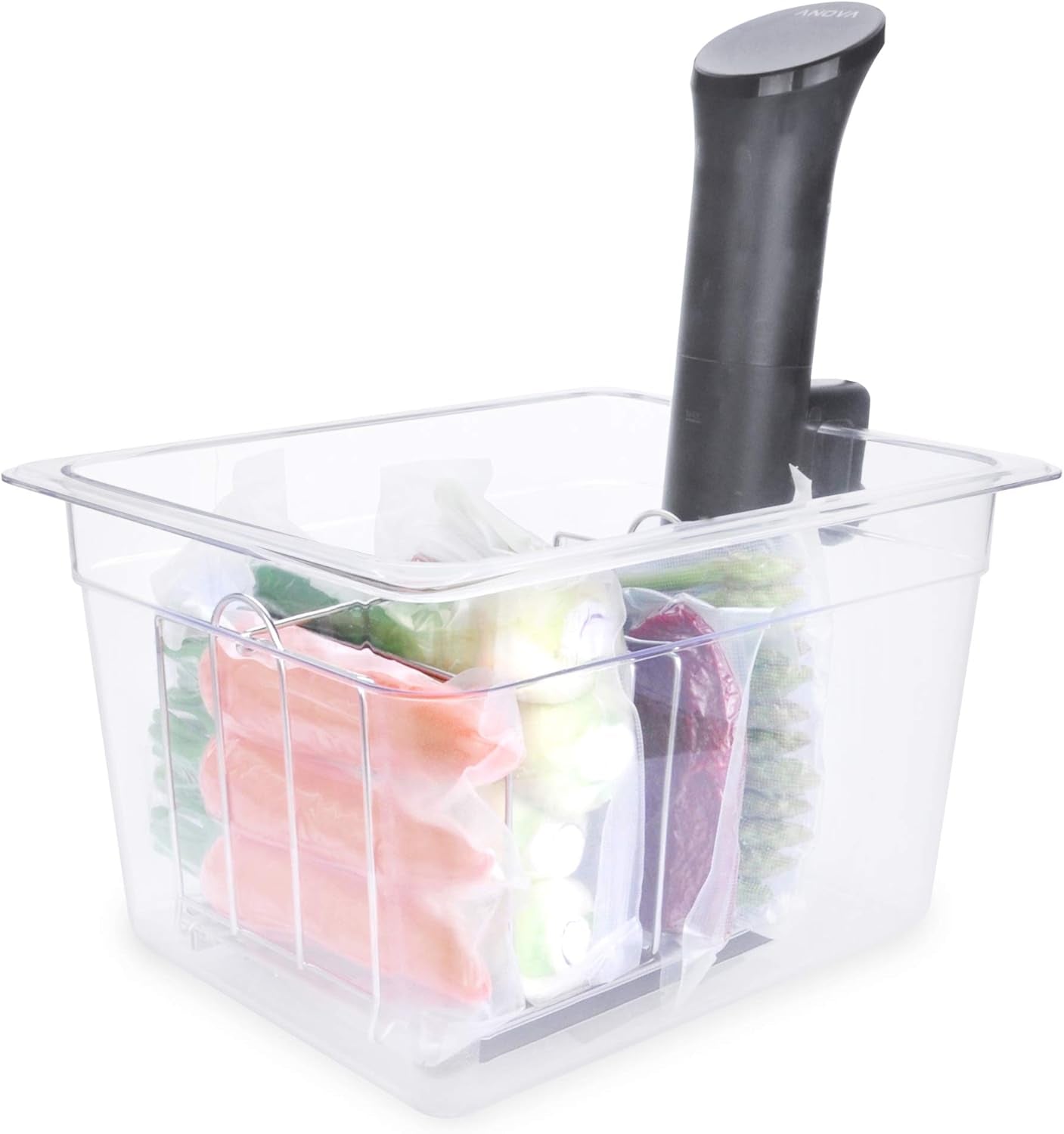 Weighted Sous Vide Rack Divider, Improved Vertical Mount Stops Wobbling, 5 Detachable Stainless Steel Dividers and 2 Built-In Holder Dividers