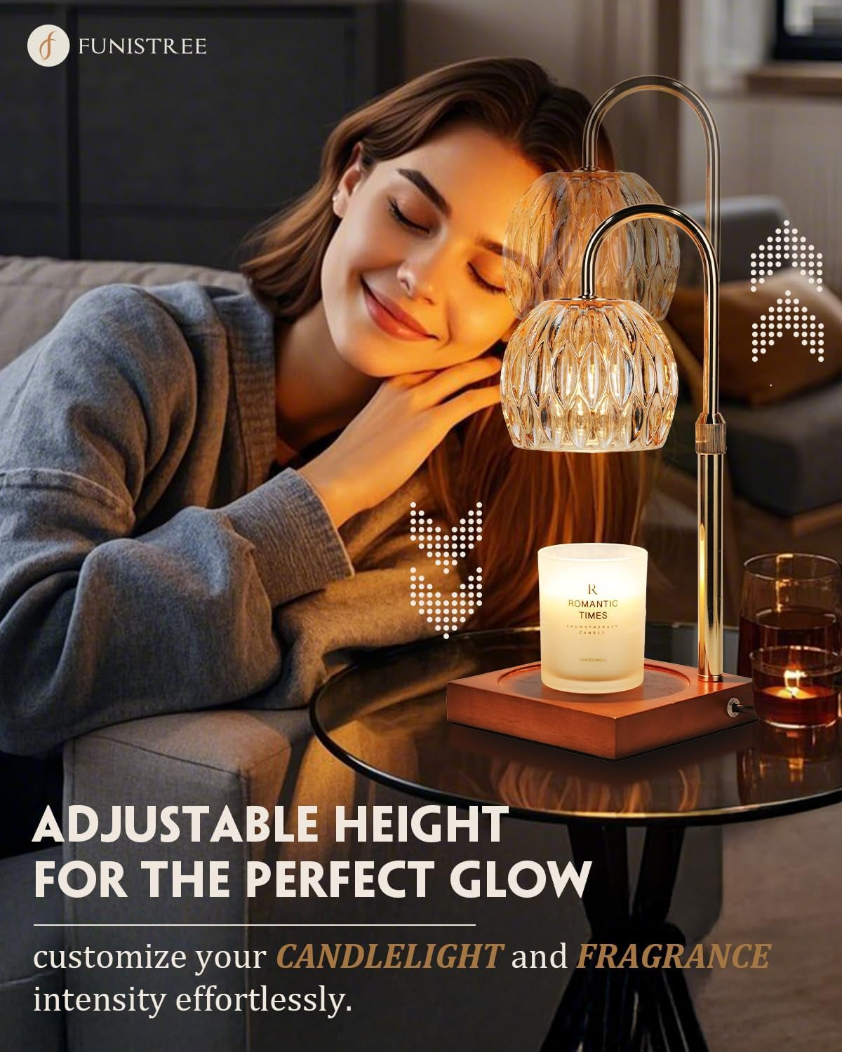 Candle Warmer Lamp, Wax Melter Warmer with Adjustable Height & Timer, Birthday Gifts for Women Mom House Warming New Home Office Decor for Jar Candles, Black