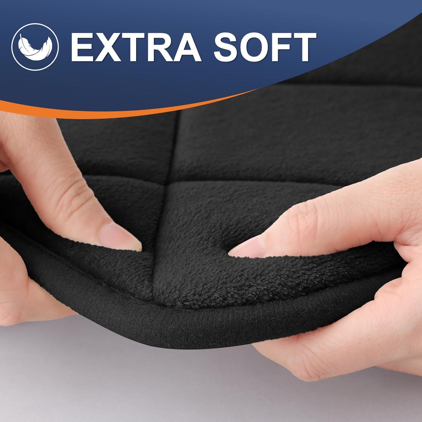 Memory Foam Toilet Rugs U-Shaped 24X20, Ultra Soft and Absorbent Bathroom Rugs, Machine Washable Quick Dry, Comfortable Bathroom Contour Bath Mats for Toilet Base, Black