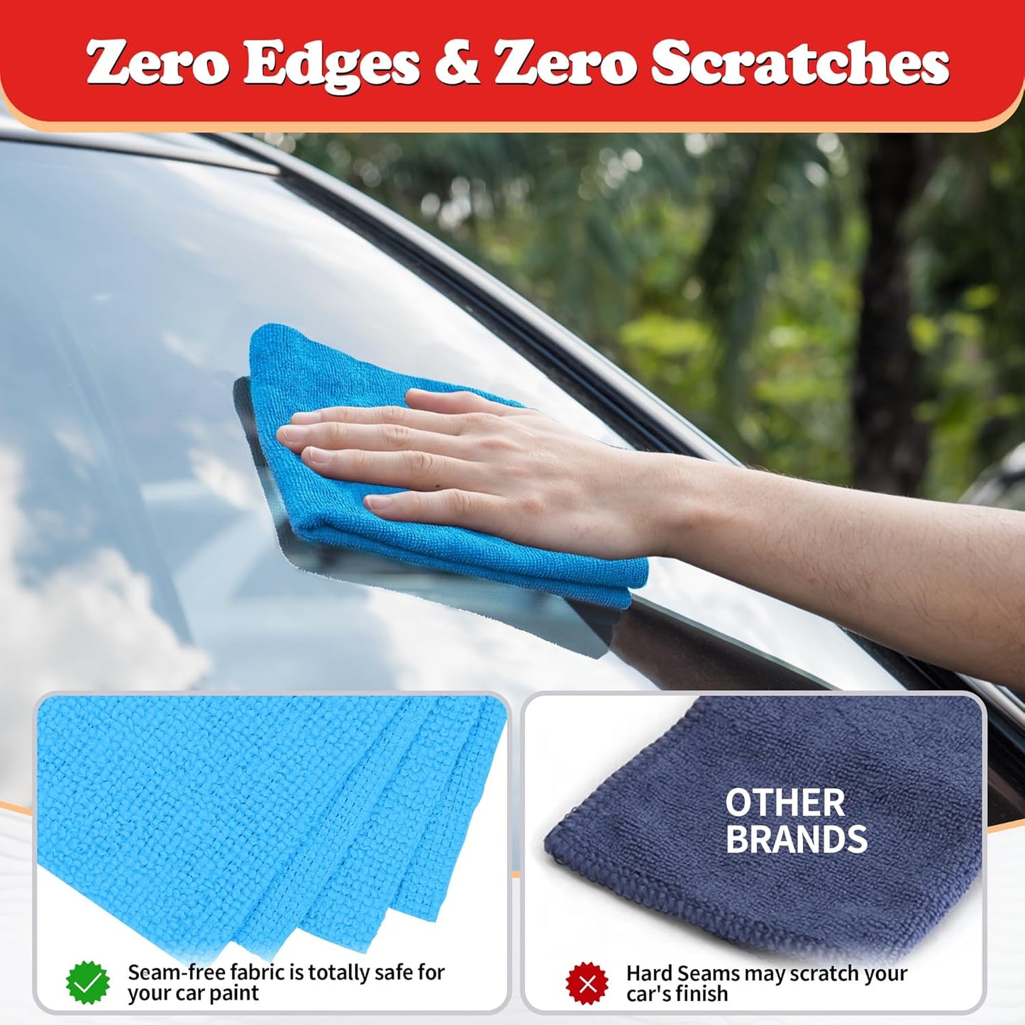 Shop Towels, Microfiber Cleaning Cloth Bulk, 24 Pack Microfiber Towels for Cars, All-Purpose Absorbent Cleaning Rags, Dust Cloth for Automotive, Mechanic, Garage, Bar, 11.5 X 11.5 Inch