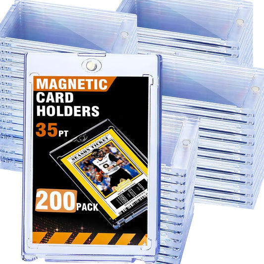 200Ct Magnetic Card Holder for Trading Cards,35Pt One Touch Card Holder,Uv Protectors Hard Plastic,Display Card Case,Baseball Cards Holder for Sports,Football,Game,Mtg (200 Pack)