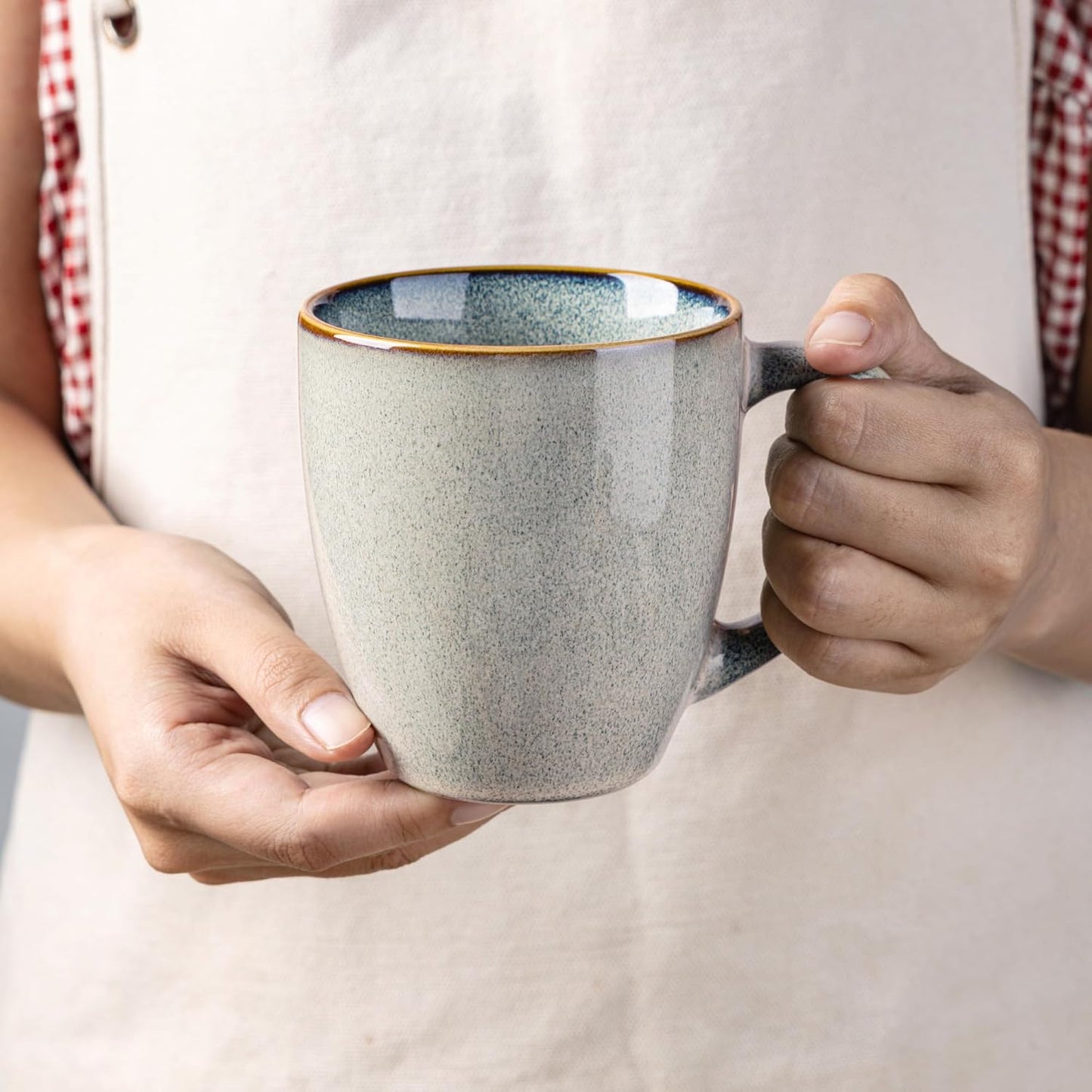 Ceramic Coffee Mug Set of 6, 12 Oz Stoneware Cups for Versatile Beverages, Lightweight and Dishwasher/Microwave Safe