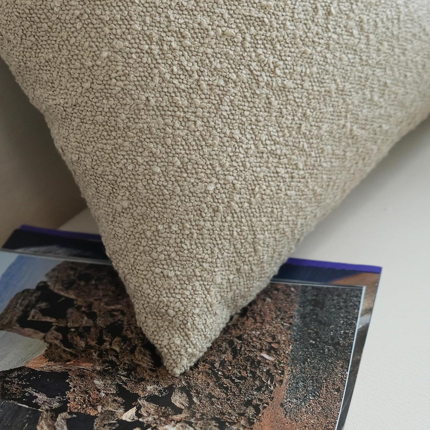 Pack of 2 Textured Boucle Throw Pillow Covers Accent Solid Pillowcovers Home Decor 20 X 20 Inch Khaki