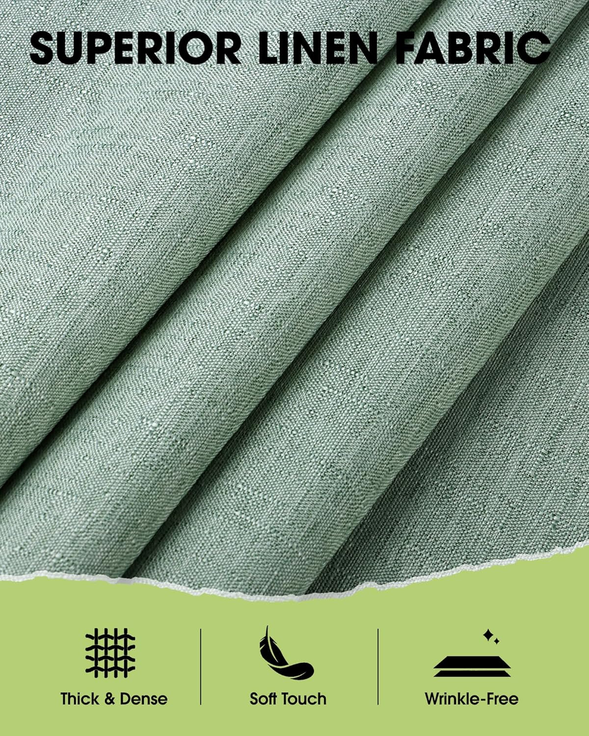Rectangle Linen Tablecloth Waterproof & Stain Resistant, Wrinkle-Free Table Cloth Adds Elegance and Protection, Ideal for Dining, Party, Wedding and Outdoor, 52 X 70 Inch, Sage Green