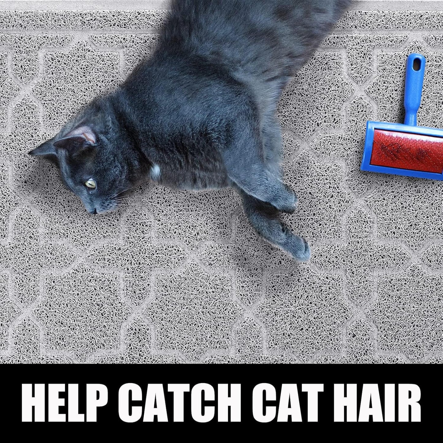 Cat Litter Mat, 24"X20" Litter Mat with Litter Lock Mesh, Soft Cat Litter Mat Litter Trapping Mat, Easy to Clean, Non-Slip, Water Resistant, Litter Free Floors, Grey