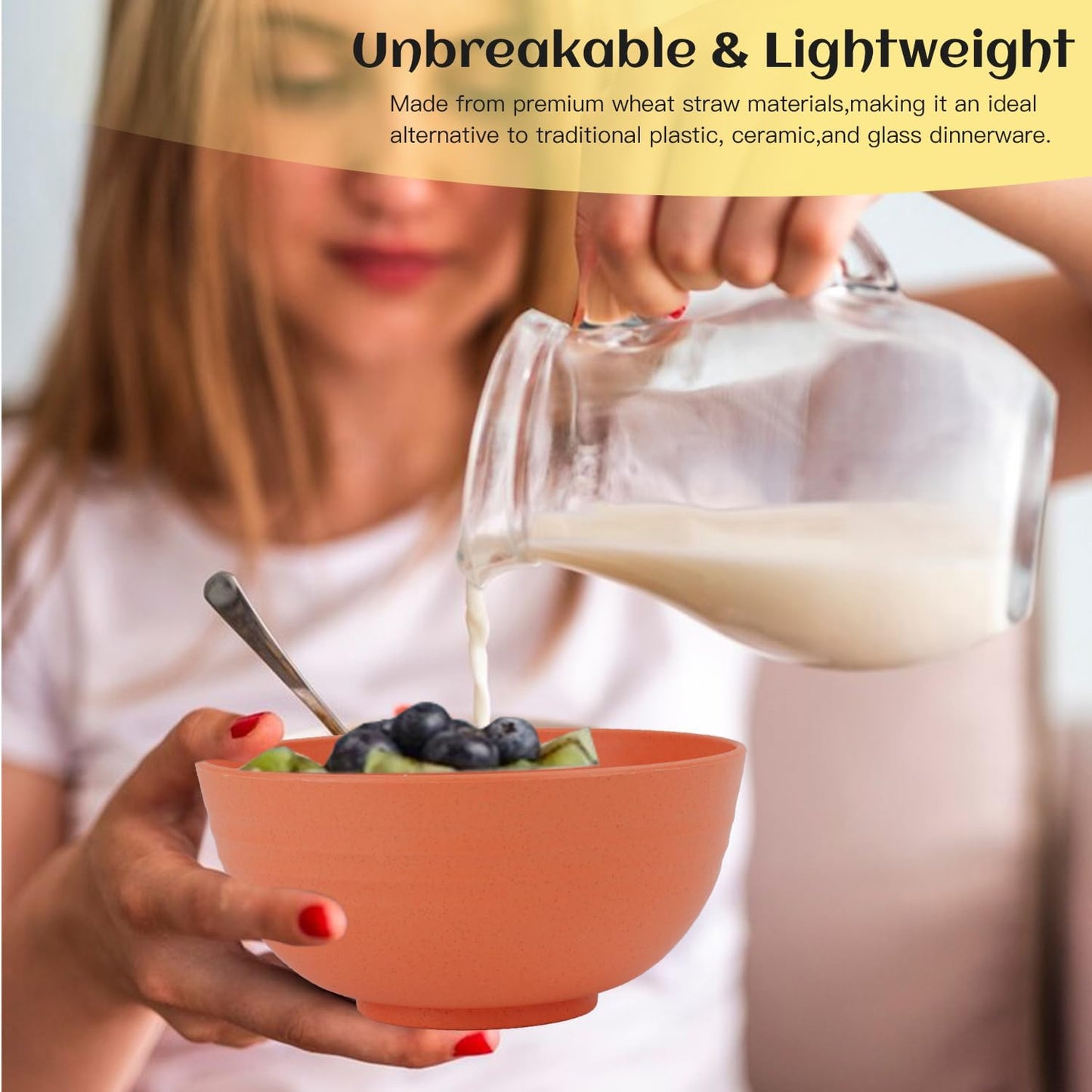 40-Piece Durable Plastic Wheat Straw Dinnerware Set - Multi-Color, Service for 8 with Plates, Bowls, Cups, and Appetizer Plates - Ideal for Outdoor Camping