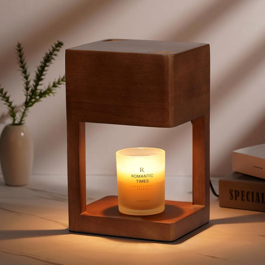Candle Warmer Lamp Wood with Timer, Dimmable Electric Candle Lamp Warmer for Jar Candles, 2*35 Watt Bulb, Birthday Gifts for Women, Gifts for Mom, Decorative Wooden Candle Lamp for Bedroom Home Decor