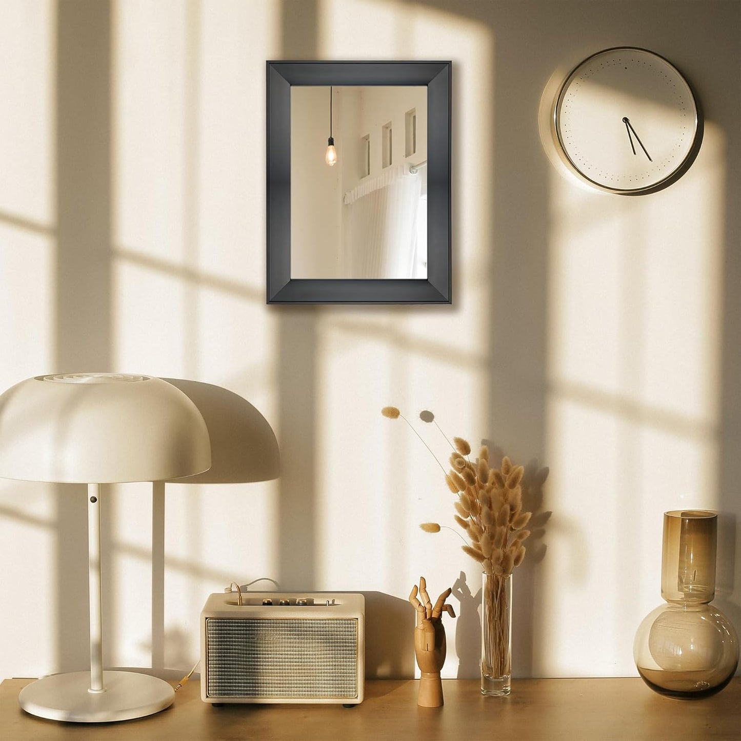Rectangular Wall Mirror 12" X 16" Framed Mirror for Bathroom, Bedroom, Entryway, Living Room, Black