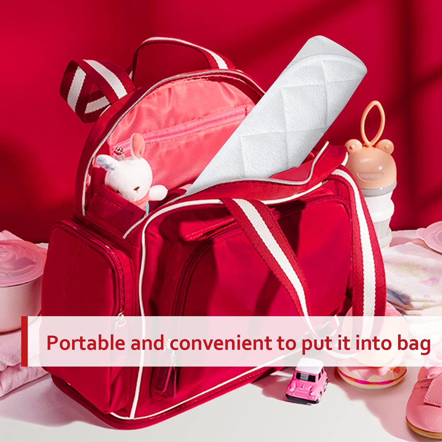 Diaper Changing Pad Liner Non-Slip, Waterproof Terry Mat Changing Pad Cover Liner, Quilted Absorbent Bassinet Liners Washable, 3 Pack 13"X 26" Reusable Portable Changing Table Pad White