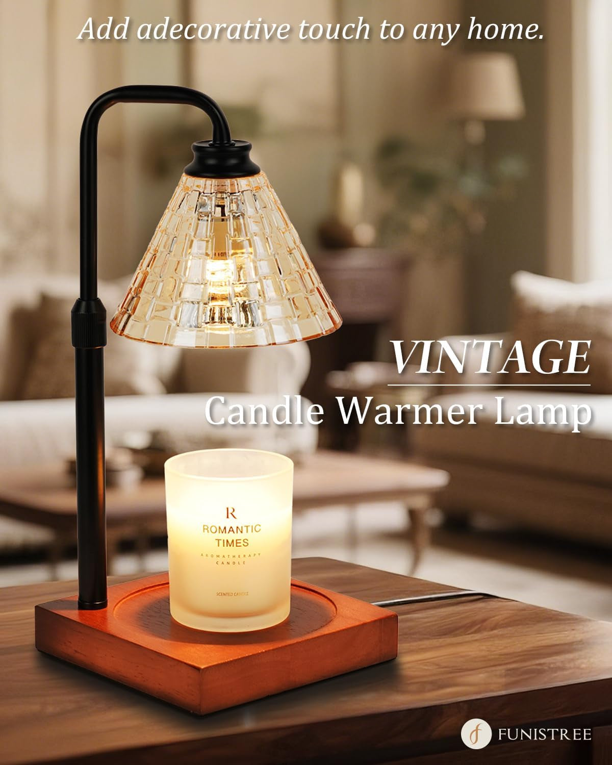 Vintage Candle Warmer Lamp with Timer Dimmer, Adjustable Height, House Warming Birthday Gifts for Women Mom, White Candle Lamp Warmer, Wax Warmer Lamp for Jar Candles with 2 Bulbs