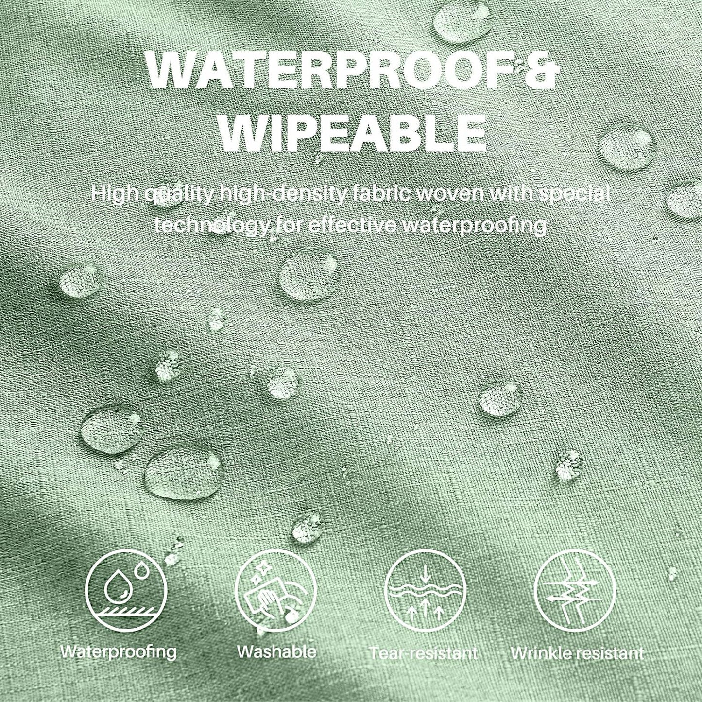 Textured Linen Table Cloth for Rectangle Tables - Sage Green Tablecloths Rectangular Waterproof Wrinkle Free Wipeable Dining Table Cover for Spring Wedding Birthday Kitchen Decor, 52 X 70 Inch