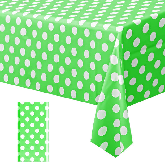 Lime Green Polka Dot Rectangle Tablecloth - 54" x 72" Decorative and Stain-Resistant Table Cover for Dining, Buffet, Weddings, Camping, and Parties