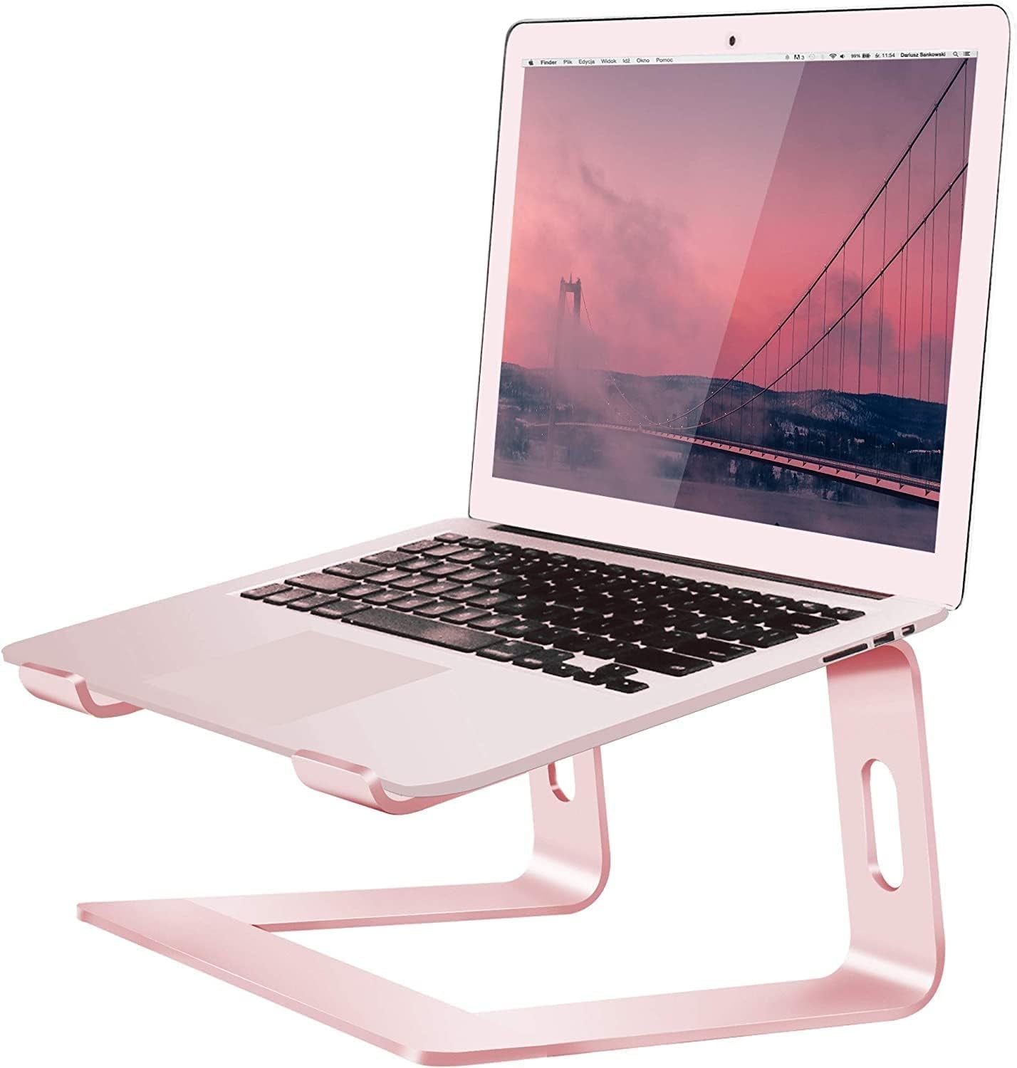 Aluminum Laptop Stand - Ergonomic Riser Compatible with MacBook Air/Pro and 10 to 15.6 Inch Notebooks (Pink)