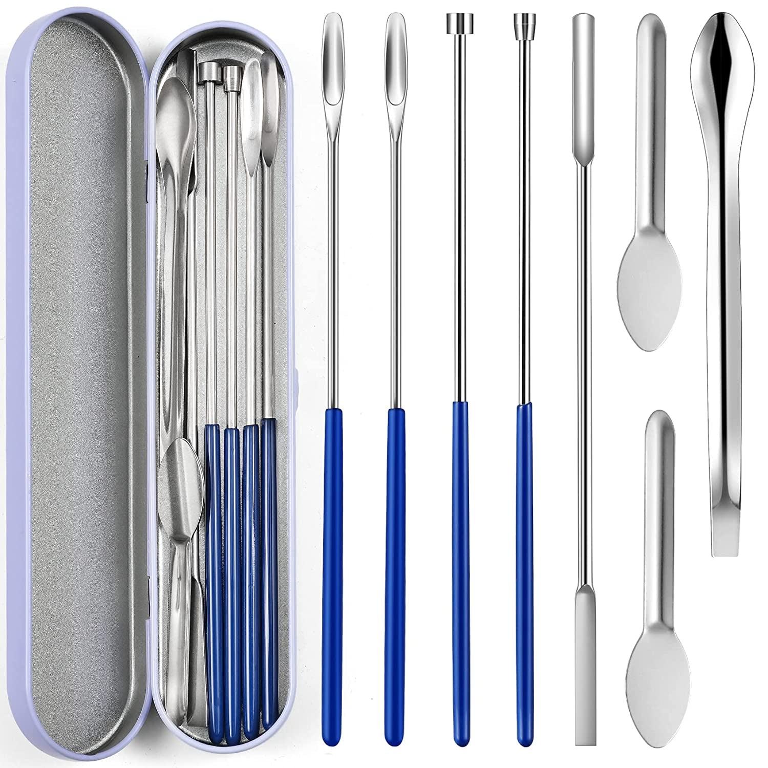 8 Piece Capsule Filling Machine Kits for Empty Pill Capsules Filler, Home & Lab Supplies - Micro Tiny Spoon Spatula, Lab Scoop Filling Tray, Herb Powder Tamper Tool, Gel Capsules Size #000 00 0 1 2 3