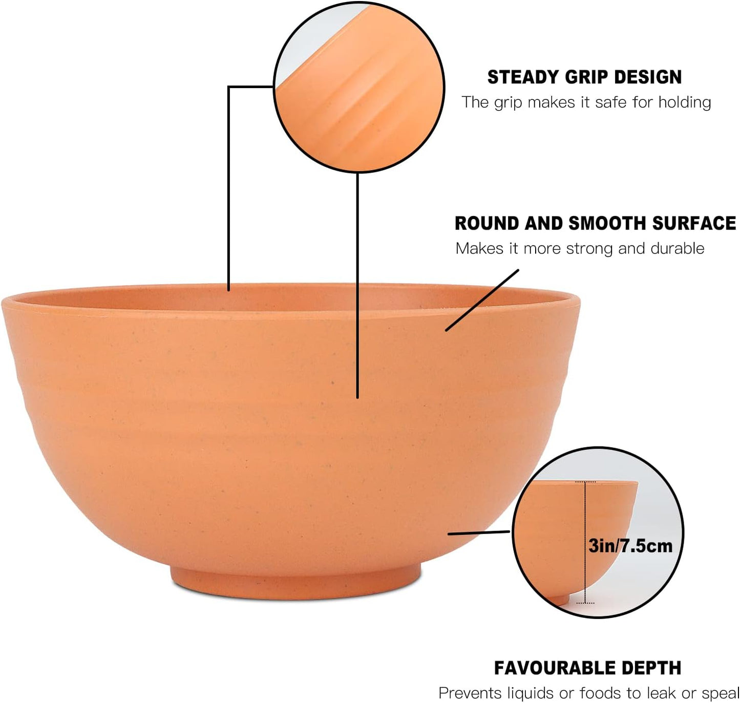 Premium 8-Piece Unbreakable Wheat Straw Cereal Bowl Set - Lightweight, Microwave and Dishwasher Safe, Ideal for Serving Soup, Oatmeal, Ramen, and Salad (Multi-Color, 26 OZ)