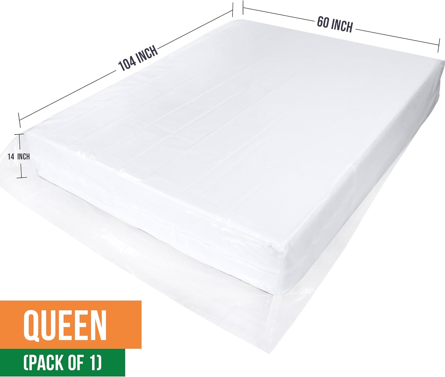 Queen Size Mattress Bag for Moving, 4 Mil Heavy Duty Plastic Storage Bag, Mattress Encasement Cover Fits Mattresses up to 14 Inches