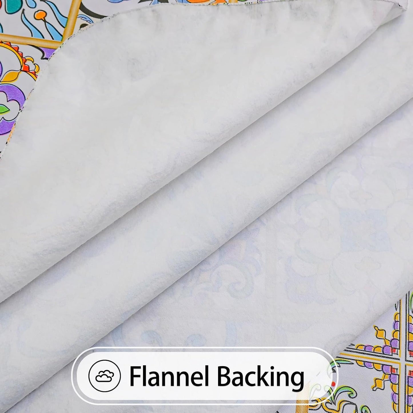 Rectangle Tablecloth, Waterproof Vinyl Table Cloth with Flannel Backing, Plastic Table Cloths for Dinner, Kitchen, Outdoor and Parties, 60"X84"