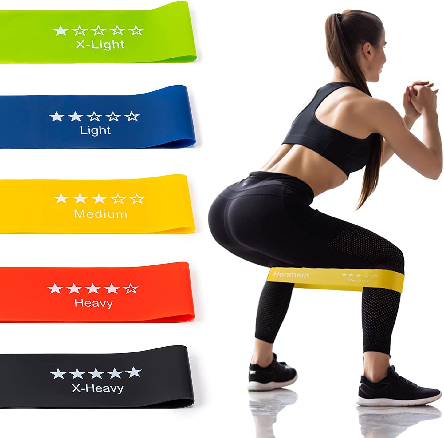 Professional Resistance Bands for Home Fitness and Strength Training - Five Resistance Levels, Made from Natural Latex, Includes Instructional Guide and Carrying Bag