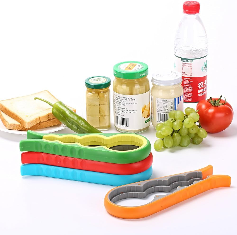 Ergonomic Jar and Bottle Opener for Limited Hand Strength with Non-Slip Grip for Effortless Lid Removal (Orange)