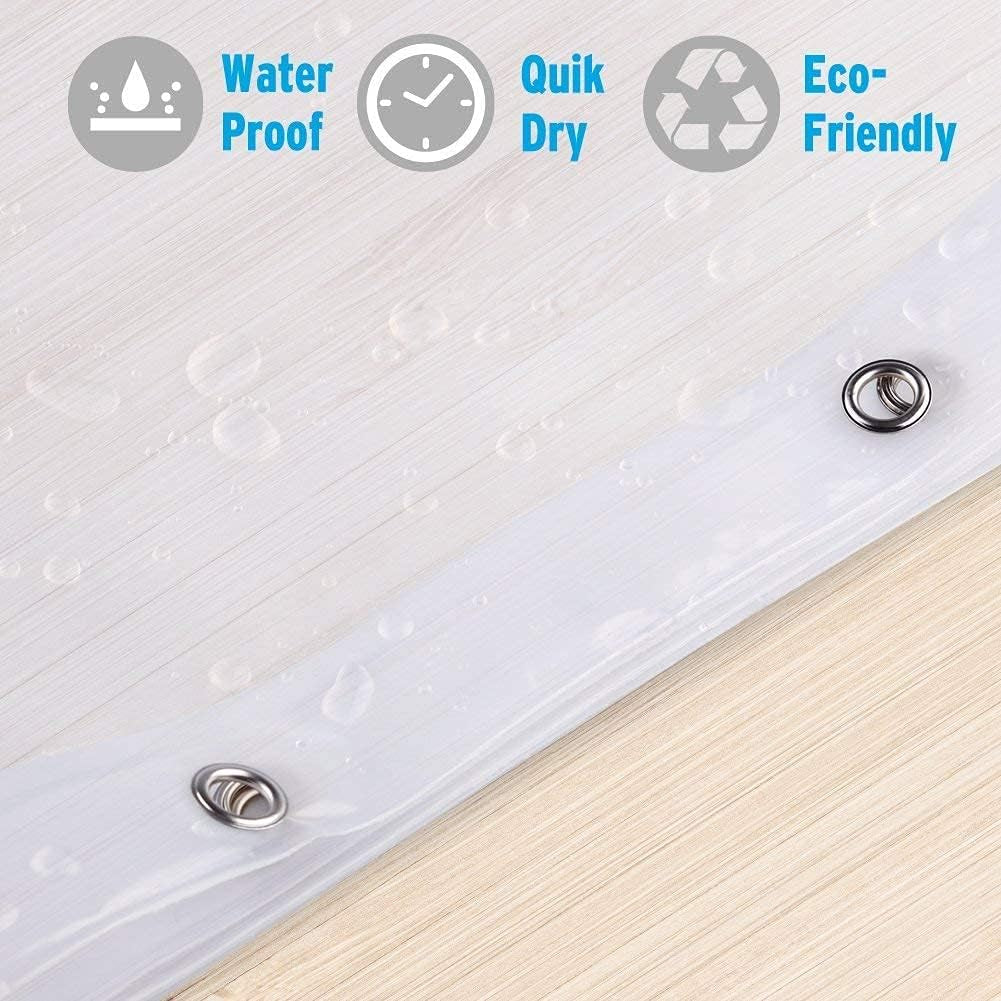 Shower Curtain Hooks Rings and 72 X 84 Inches EVA 5G Bathroom Plastic Shower Curtain