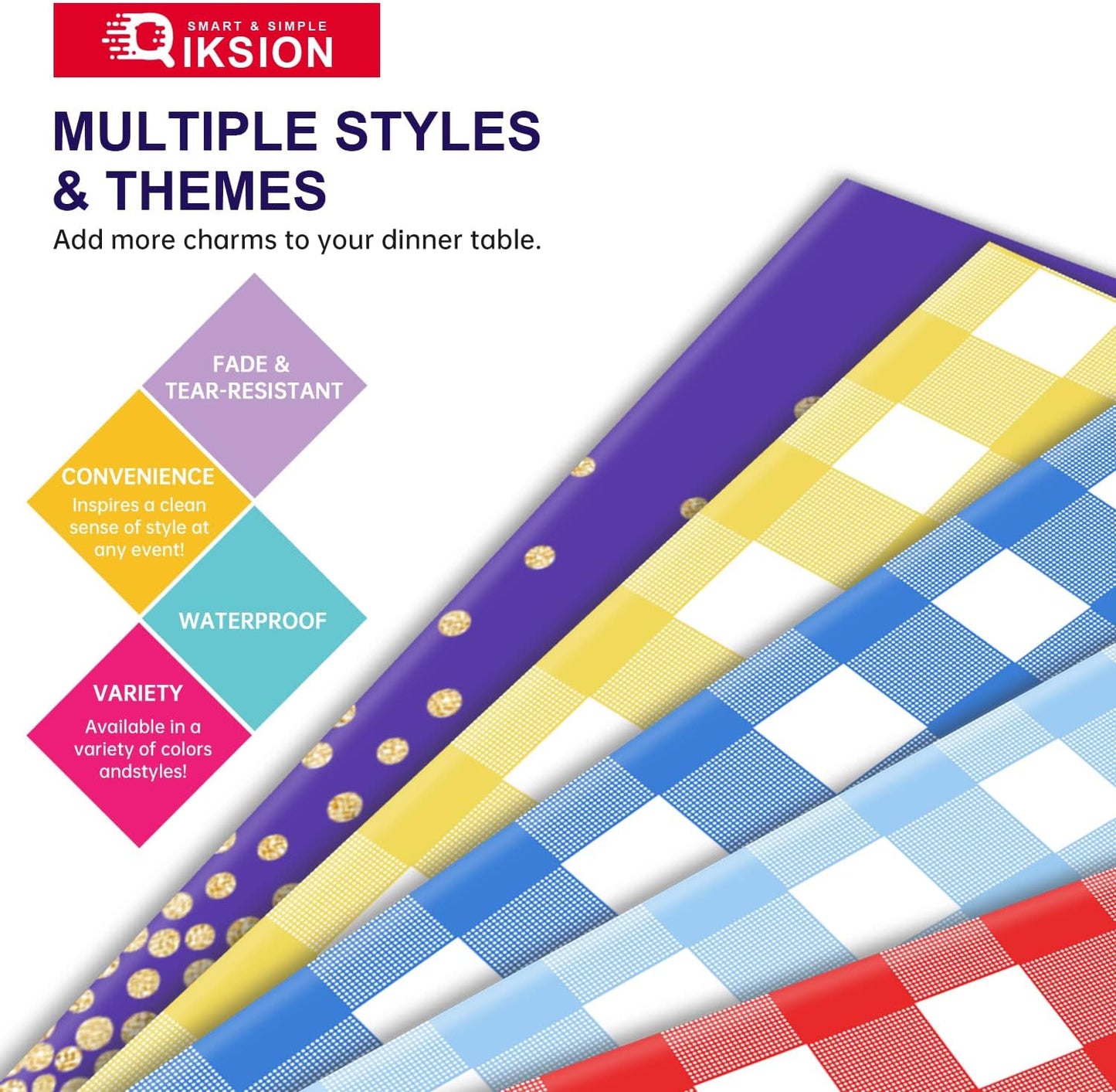White round Tablecloth 2 Pack, 84 Inch Plastic Table Cover Disposable for Parties