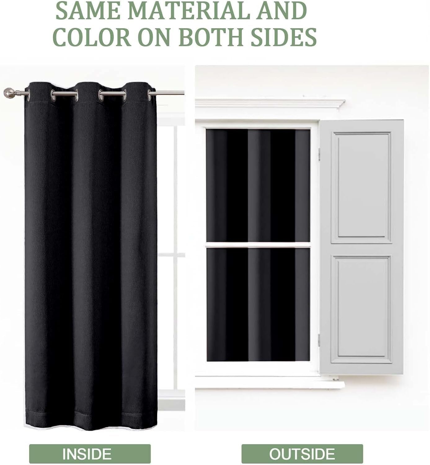 Total Black Blackout Curtains 63 Inch Length 2 Panels for Bedroom Living Room, Solid Thermal Insulated Soundproof Energy Saving Grommet Widow Treatment Curtain Blackout Drapes, 40"Wx63"L, Black