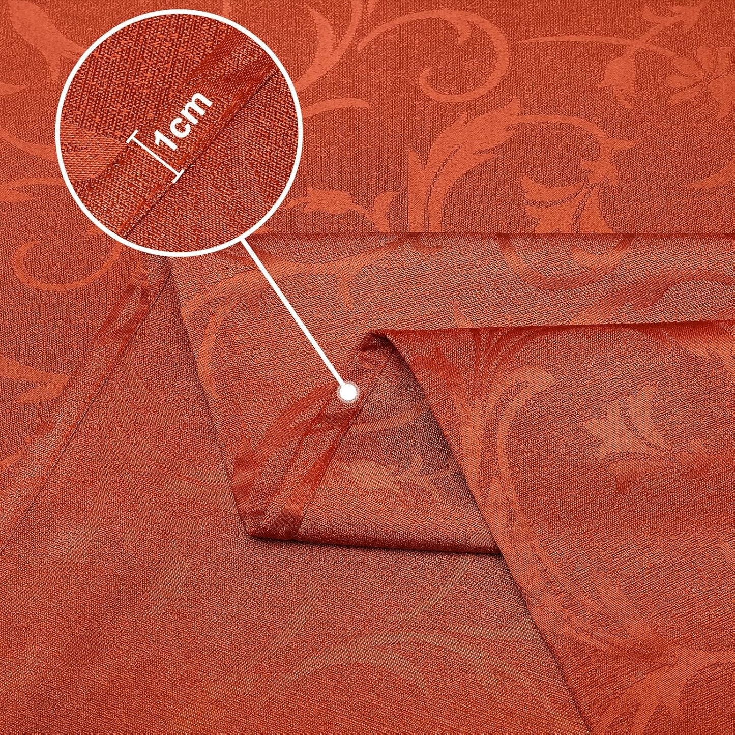 Rectangle Thanksgiving Tablecloth, Waterproof Jacquard Fall Table Cloth, Damask Cloth Table Cover for Harvest Decor (60" X 84", Rust Vine Pattern)
