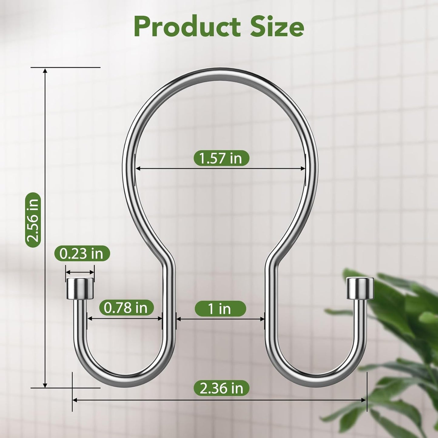 Shower Curtain Hooks, Black Shower Curtain Rings, Sturdy Simple Double Hook Shower Curtain Hooks Rust Proof, Smooth Gliding Metal Shower Hooks for Shower Curtain Rod (Chrome, 12 Pack)