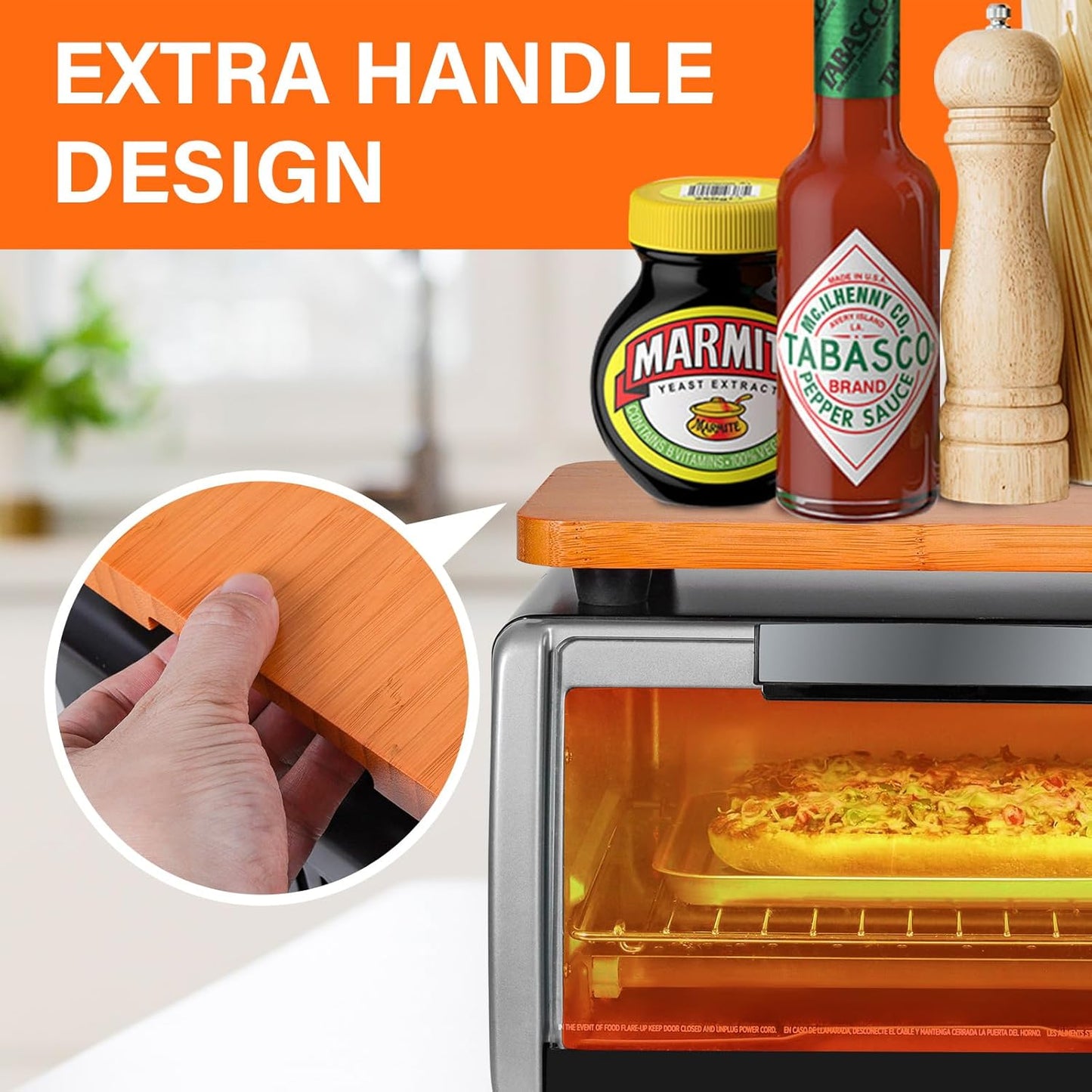 Cutting Board Compatible with BLACK+DECKER 8-Slice Extra Wide Convection Toaster Oven, Heat Resistant Large Bamboo Cutting Board Accessories for BLACK+DECKER Toaster Ovens Countertop