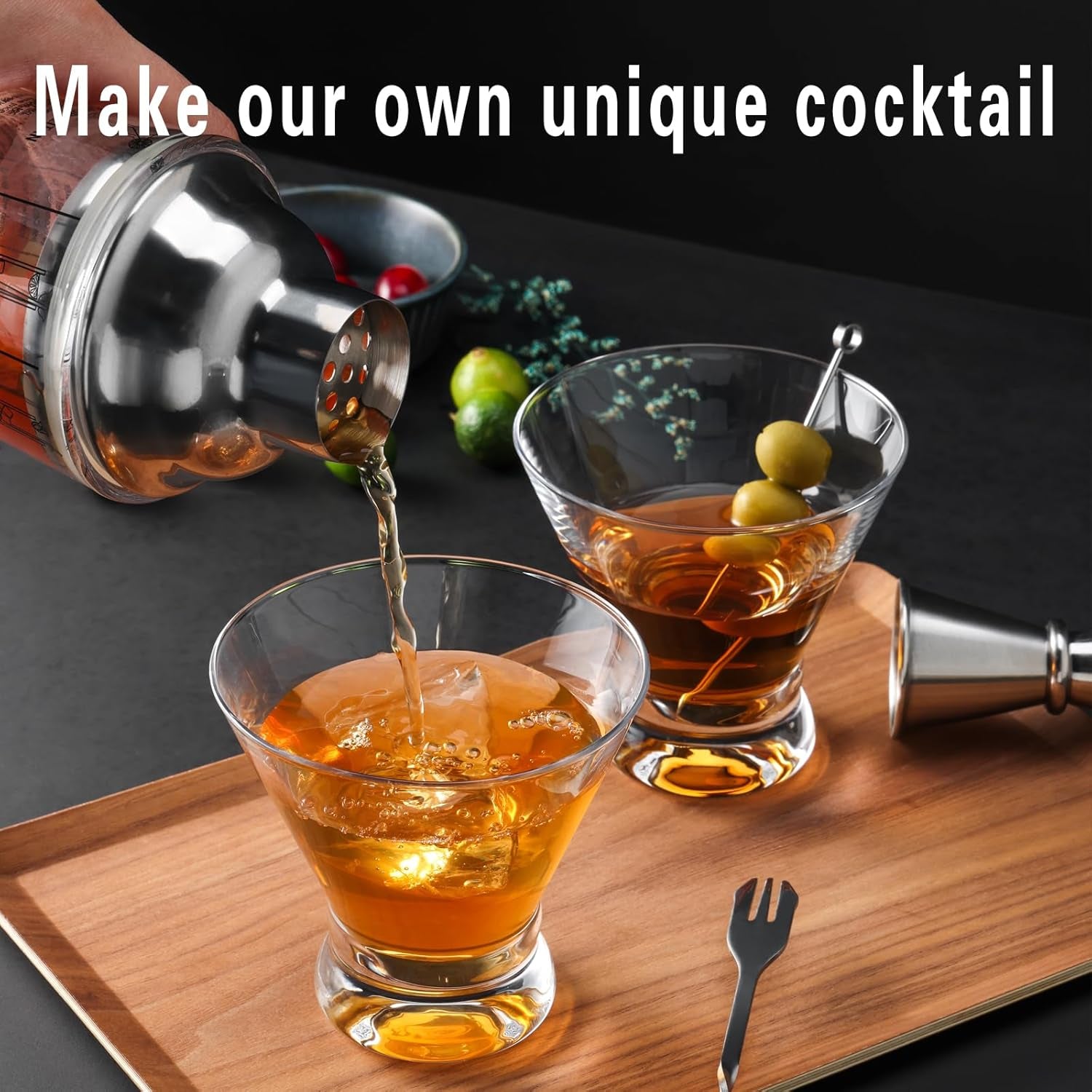 Stemless Martini Glasses Set of 4, 8Oz Cocktail Glass Set, Fancy Modern Martini Cups for Bar, Short and Small Margarita Glasses