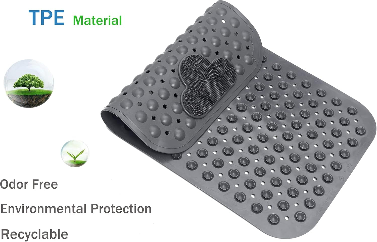 Bath Tub Mat Shower Mat Non Slip Bathtub Mats with Suction Cups Bath Mat for Tub Bathroom Mats 28" X 16" Machine Washable (Gray)