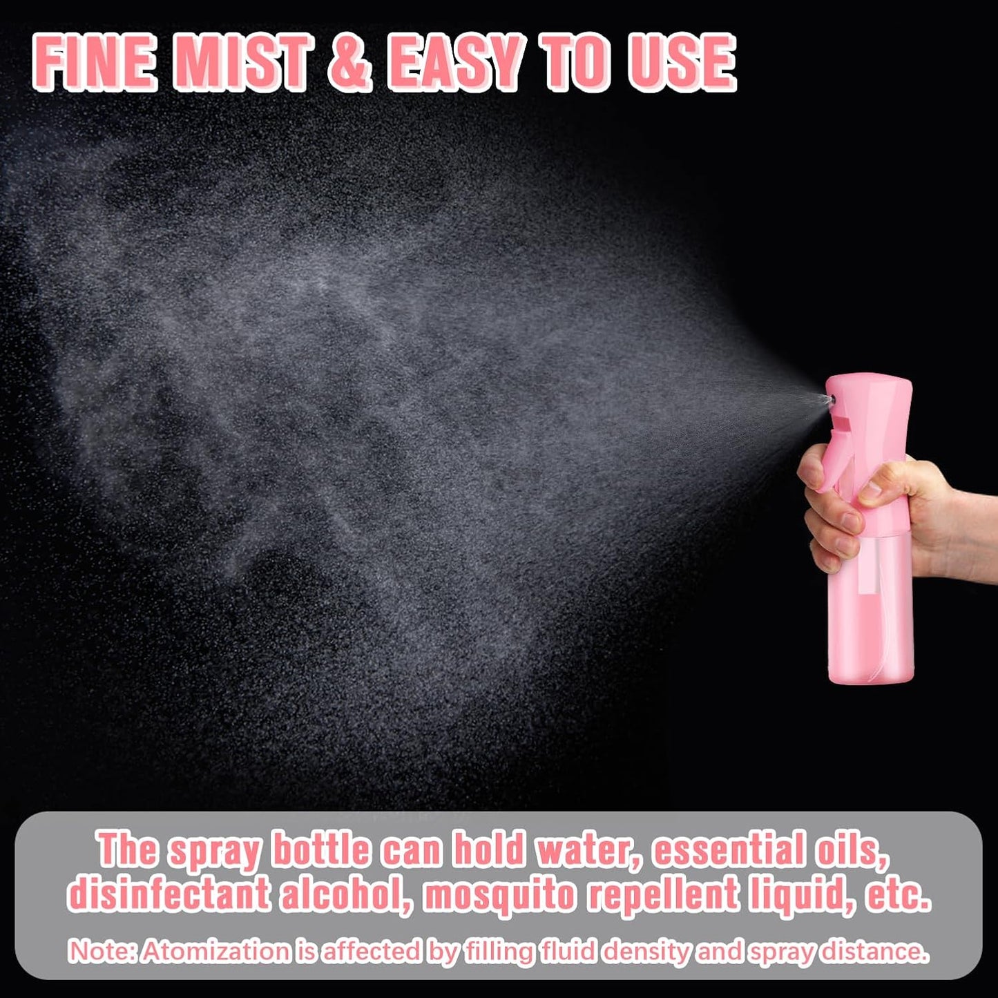 Spray Bottles, Spray Water Bottle Fine Mist Refillable, Continuous Spray Bottle for Hair, Skin Care, Planting, Showering Pets, Travel, Cleaning & Home (Pink)