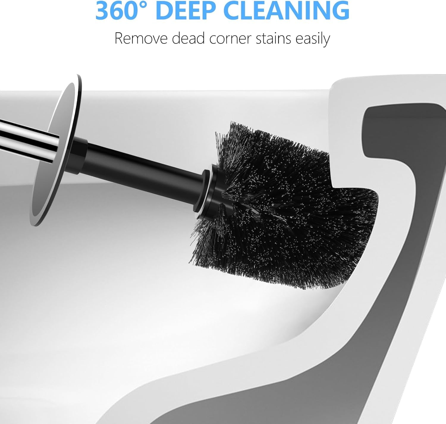 Toilet Brush, Compact Size Toilet Bowl Brush and Holder Toilet Brushes for Bathroom with Stainless Steel Handle Toilet Cleaner Brush with Durable Scrubbing Bristles, Splash-Proof