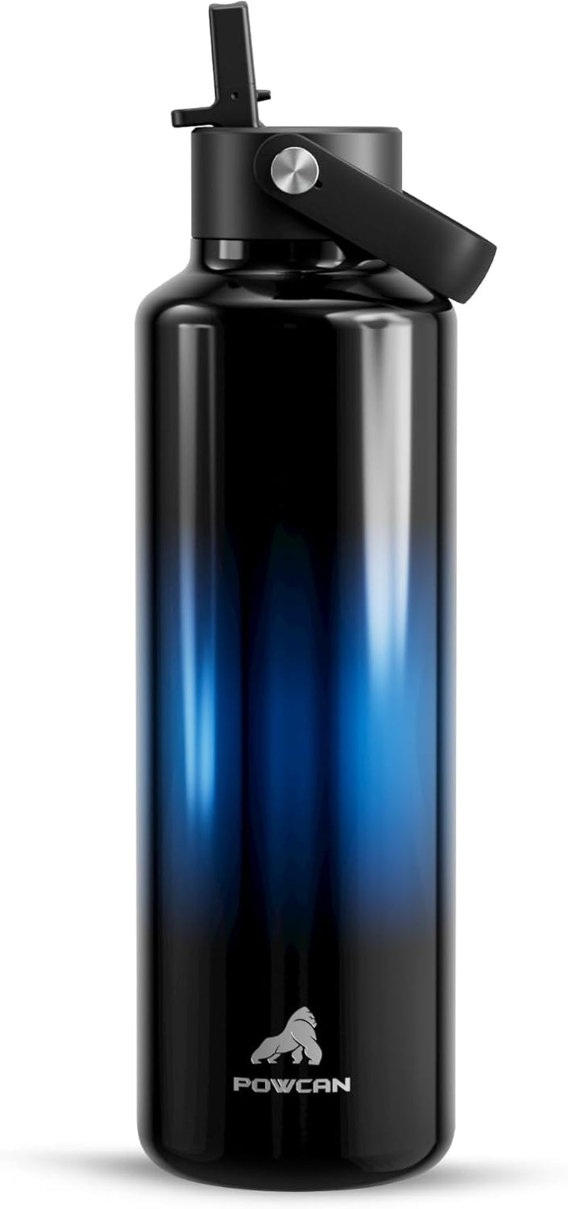 24 Oz Water Bottle with Handle for Men: Spill Proof Lid with Straw, Flex Cap, Cold for 24 Hrs, Hot for 10 Hrs, Vacuum Stainless Steel Thermos for Walking, Hiking, Travel, Sport, Gym (Twilight Night)