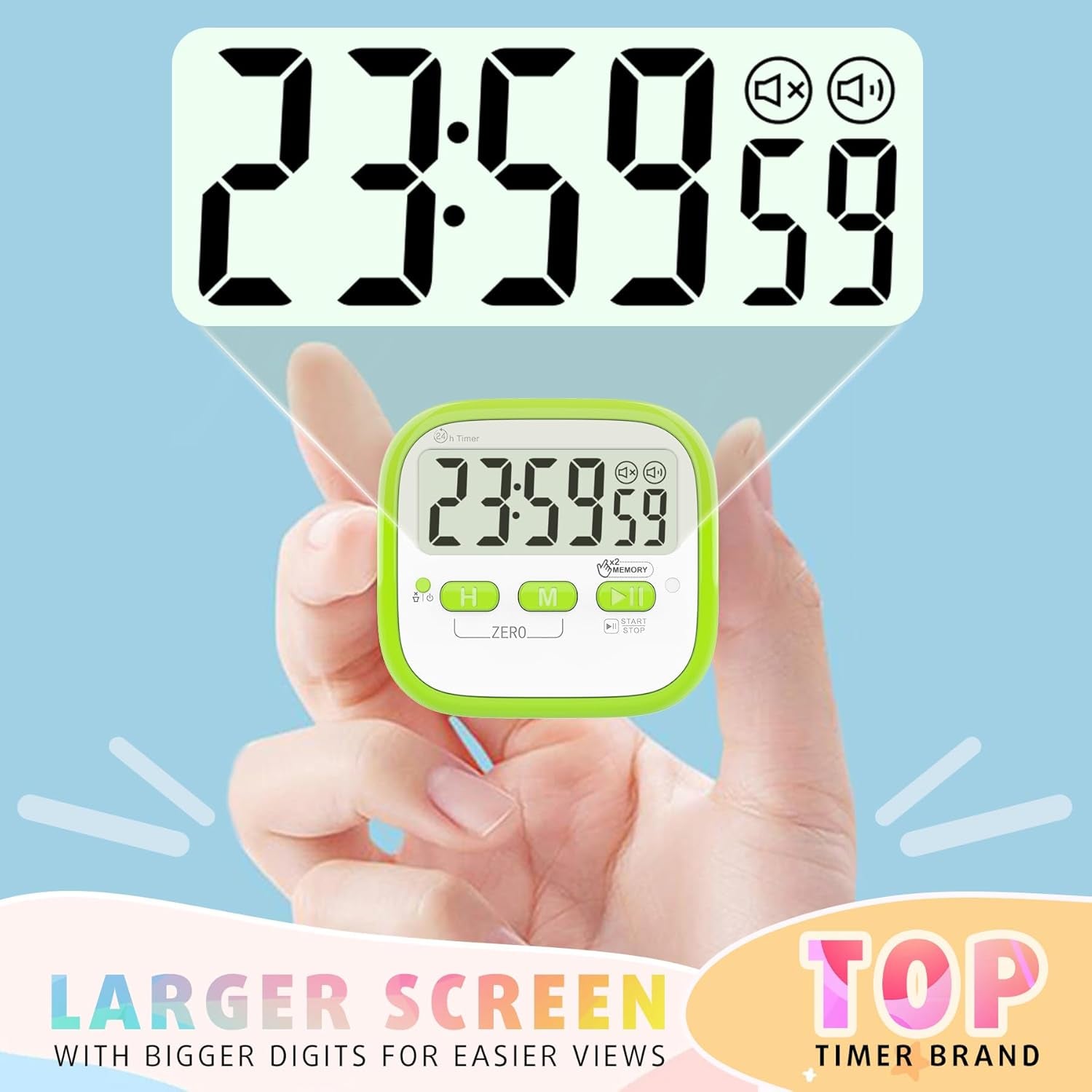 2 Pack Classroom Timers for Kids Teachers, Magnetic Countdown Digital Kitchen Timer for Cooking, Study, Exercise, Games, Time Mangement - Loud/Silent Mode - Battery Included