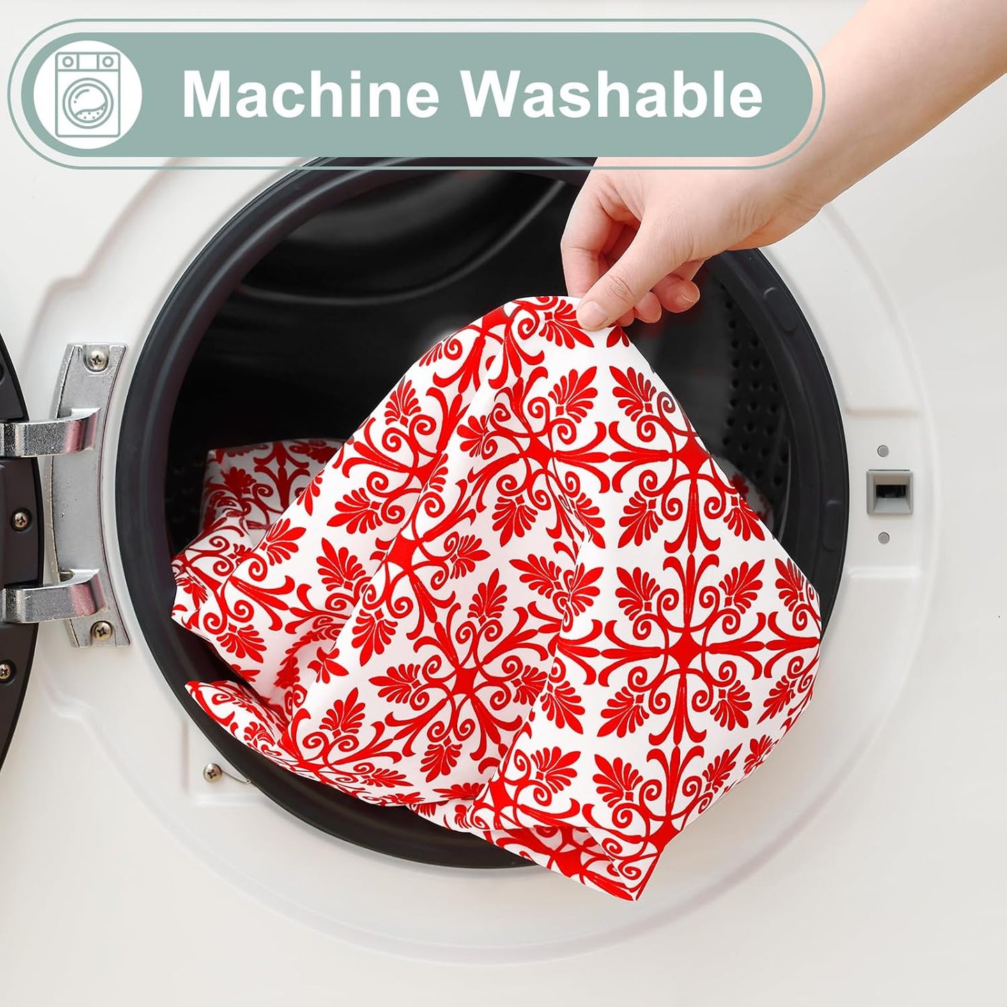 2 Pack 6 Foot Rectangle Picnic Tablecloth, Elastic Fitted Waterproof Table Cover, Windproof Washable Polyester Table Cloth for Camping, Indoor and Outdoor (Red, 30" X 72")