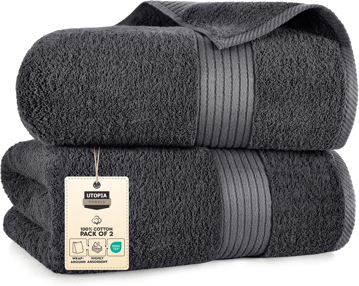Extra Large Bath Sheets 2 Pack, 35 by 70 Inches,100% Cotton Highly Absorbent & Quick Dry Bath Towel for Adults, Super Soft Towel, Grey