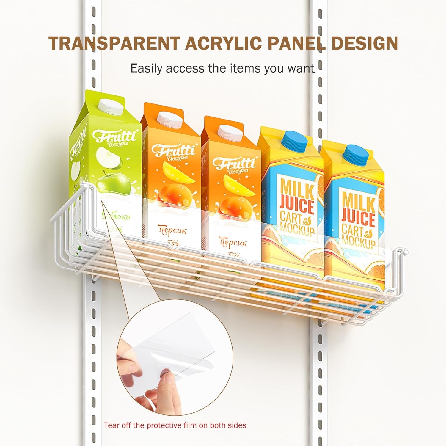 Adjustable over the Door Pantry Organizer with Clear Acrylic Panel, 6-Tier Pantry Organization and Storage for Kitchen, Hanging Spice Rack Seasoning Shelves for Cabinet, Easy Install, White