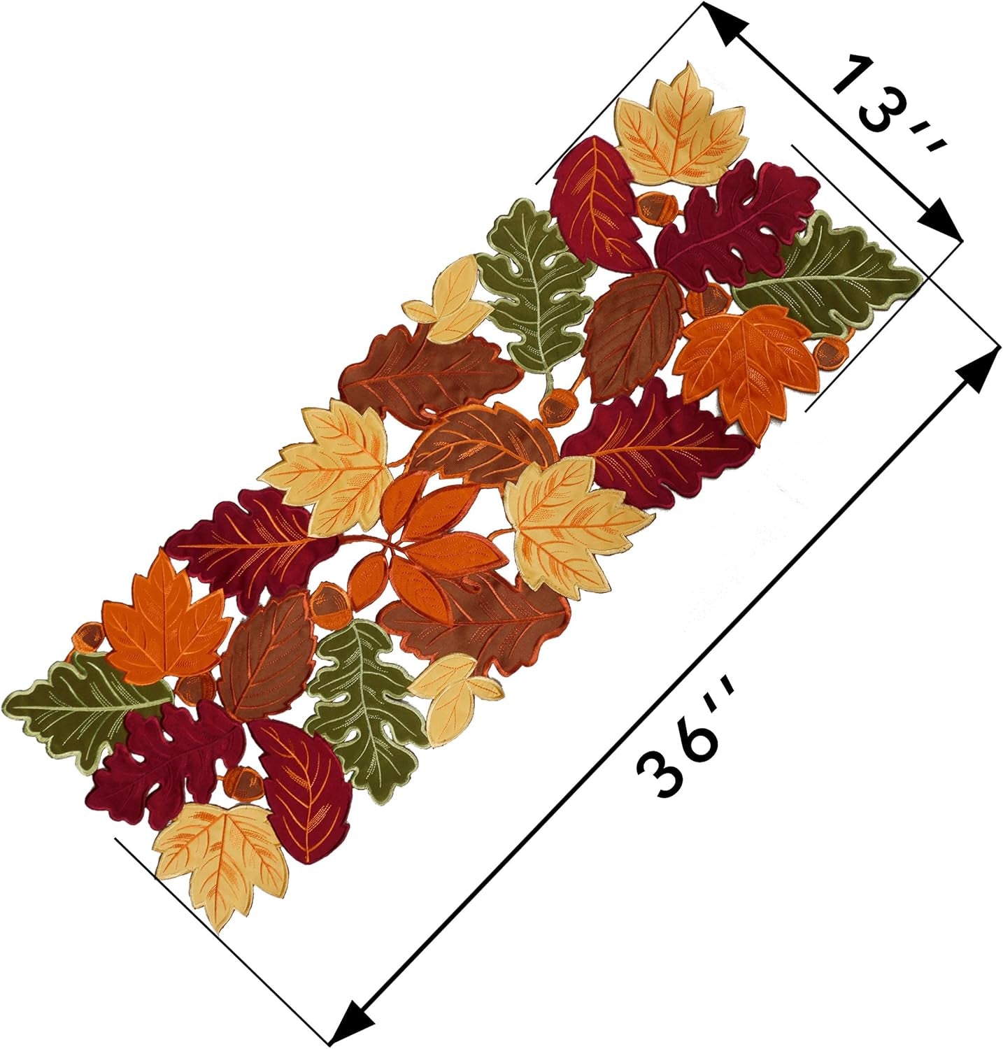 Thanksgiving Runner, Fall Leaf Table Runner for Autumn Home Decorations, Fall Table Centerpieces, Embroidered Cutwork Farmhouse Harvestmaple Leaf Runner, 13 Inch X 36 Inch