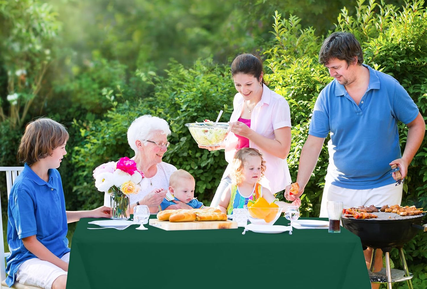 Plastic Table Cloth Disposable (12 Pack - 54X108 Inch) Green Rectangle Tablecloth Waterproof Stain Resistant Party Table Cover