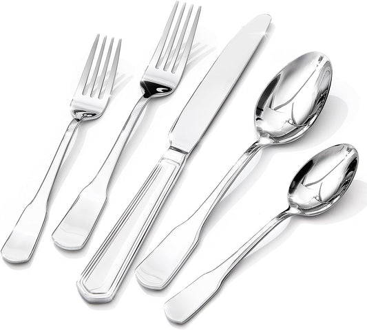 Premium Stainless Steel Flatware Set with Ergonomic Wide-Based Handles for Enhanced Comfort and Durability (40 Pieces)